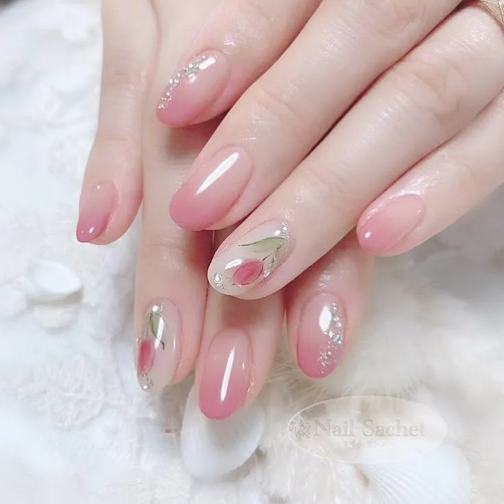 Nail hoa pastel nhẹ nhàng, ngọt ngào